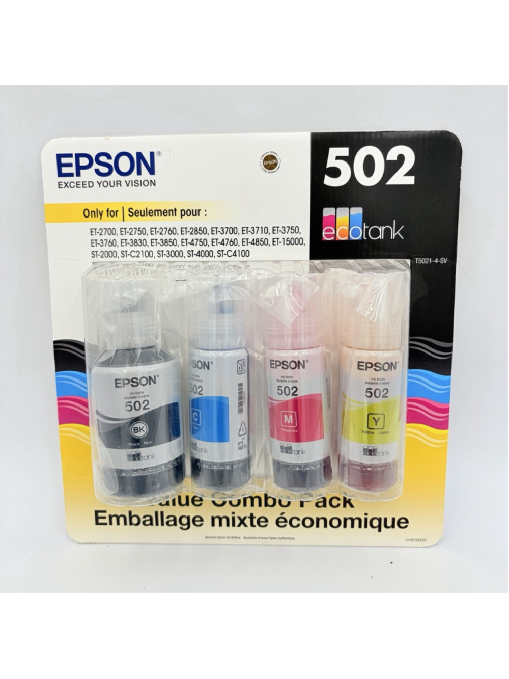 EPSON 502 EcoTank T5021-4-SV Genuine OEM Ink Value Combo Pack EXP 07/2026